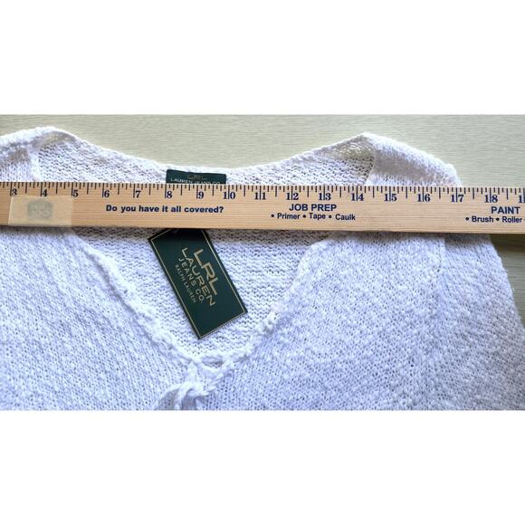 TOP/KNIT-RALPH LAUREN-LAUREN JEAN CO.-White-V-Tie Neck-Long Sleeves-Size XL-NWT - Picture 8 of 13